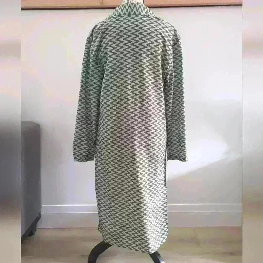 ZARA | Women's Green/Brown Cotton Zigzag Collard Tie Up Long Sleeved Dr… - Picture 5 of 5